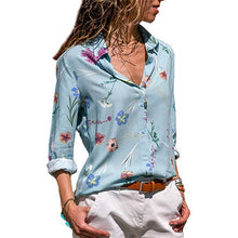 Load image into Gallery viewer, Women Blouses Fashion Long Sleeve Turn Down Collar Office Shirt Chiffon Blouse Shirt Casual Tops