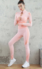 Load image into Gallery viewer, Women Seamless Breathable Fitness Suit Set Zipper Sweatshirt