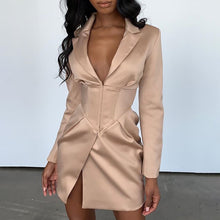 Load image into Gallery viewer, Deep V Neck Long Blazers Coat