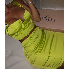 Load image into Gallery viewer, Buckle Down Satin Two Piece Set Summer Clothes For Women - nevaehshalo