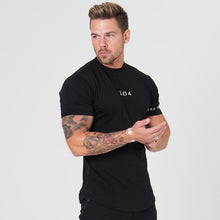 Load image into Gallery viewer, Men Cotton Short sleeve t shirt Fitness Slim Patchwork Black T-shirt Male Brand Gyms Tees Tops Summer Fashion Casual clothing - nevaehshalo