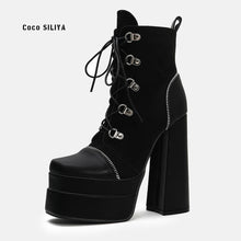 Load image into Gallery viewer, New Style Square Head Thick Heel Martin Boots