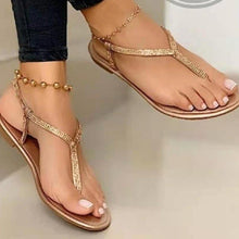 Load image into Gallery viewer, New Summer Fashion Rhinestone Flat Thong Beach Sandals Women