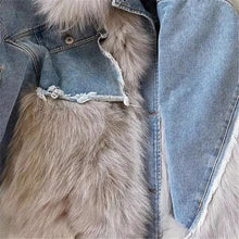 Load image into Gallery viewer, Winter New Denim Stitching Fur Coat