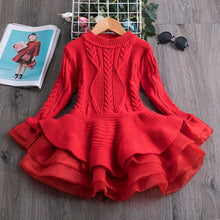 Load image into Gallery viewer, Winter Knitted Chiffon Girl Dress Christmas Party Long Sleeve Children Clothes Kids Dresses For Girls New Year Clothing - nevaehshalo