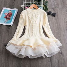 Load image into Gallery viewer, Winter Knitted Chiffon Girl Dress Christmas Party Long Sleeve Children Clothes Kids Dresses For Girls New Year Clothing - nevaehshalo