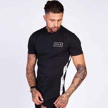 Load image into Gallery viewer, Men Cotton Short sleeve t shirt Fitness Slim Patchwork Black T-shirt Male Brand Gyms Tees Tops Summer Fashion Casual clothing - nevaehshalo