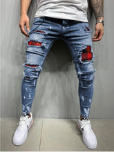 Load image into Gallery viewer, Men's Jeans Lacquer Shattered and Broken Fashion
