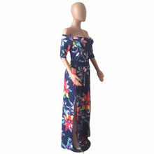 Load image into Gallery viewer, Woman Sexy playsuit Off Shoulder Floral Party Short Sleeve High Split rompers jumpsuit - nevaehshalo