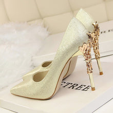 Load image into Gallery viewer, Metal Heel Flower High Shoes Silk Elegant Pumps Women Heels Shoes - nevaehshalo