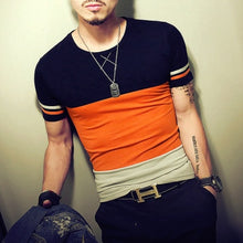 Load image into Gallery viewer, Men's T Shirt Casual Patchwork Short Sleeve Men T-Shirt Mens Clothing Casual Slim Fit Hip-Hop Top Tees 5XL - nevaehshalo