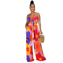 Load image into Gallery viewer, Dashiki African Clothes for Women Floral Printing Tube Top & Pants V-Neck 2-Piece - nevaehshalo