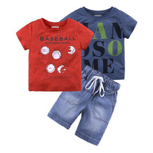 Load image into Gallery viewer, 4Pcs Boys Clothes Sets Summer Children Clothing Baby Boy Sport Suit T-shirt+Jeans Costume For Kids - nevaehshalo