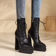 Load image into Gallery viewer, Women Ankle Boots High Heels Pointed Toe Genuine Leather