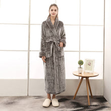 Load image into Gallery viewer, Lovers Plus Size Flannel Robe Extra Long Warm Bathrobe Men & Women - nevaehshalo