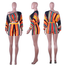 Load image into Gallery viewer, Plus Size 2 Two Piece Set Puff Sleeve Loose Crop Top and Biker Shorts