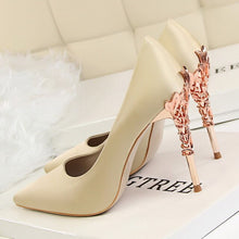 Load image into Gallery viewer, Metal Heel Flower High Shoes Silk Elegant Pumps Women Heels Shoes - nevaehshalo