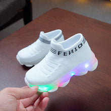 Load image into Gallery viewer, Kids Sneakers Children Baby Girls Boys Letter Mesh Led Luminous Socks Sport Run Sneakers Shoes Sapato Infantil Light Up Shoes - nevaehshalo