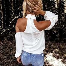 Load image into Gallery viewer, Fashion Solid Color Halter Neck Strapless T-Shirt Casual Sexy Long Sleeve - nevaehshalo