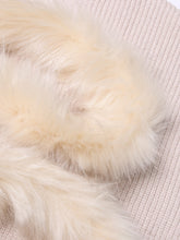 Load image into Gallery viewer, Patchwork Feather Knitting Sweater For Women Stand Collar Lantern Sleeve Solid Minimalist Sweaters Female Clothing