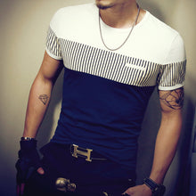 Load image into Gallery viewer, Men's T Shirt Casual Patchwork Short Sleeve Men T-Shirt Mens Clothing Casual Slim Fit Hip-Hop Top Tees 5XL - nevaehshalo