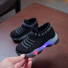 Load image into Gallery viewer, Kids Sneakers Children Baby Girls Boys Letter Mesh Led Luminous Socks Sport Run Sneakers Shoes Sapato Infantil Light Up Shoes - nevaehshalo