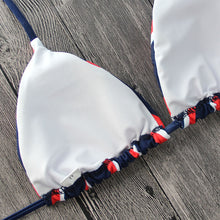 Load image into Gallery viewer, Women Push-up Low Waist Striped Bikini Set Swimsuit