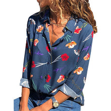 Load image into Gallery viewer, Women Blouses Fashion Long Sleeve Turn Down Collar Office Shirt Chiffon Blouse Shirt Casual Tops