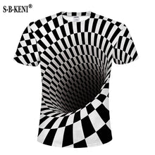 Load image into Gallery viewer, Print Short sleeved Tees Men Black And White Vertigo Hypnotic colorful Printing 3D T shirt - nevaehshalo