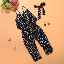 Load image into Gallery viewer, Summer Kids Girls Clothing Sets Cotton Sleeveless Polka Dot Strap Girls Jumpsuit Clothes Sets Outfits Children Suits - nevaehshalo