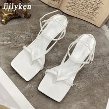 Load image into Gallery viewer, Fashion Ankle Buckle Strap Women Sandals Sexy Summer Square Head Clip Toes Flip Flops Thin High Heels Ladies Party shoes - nevaehshalo