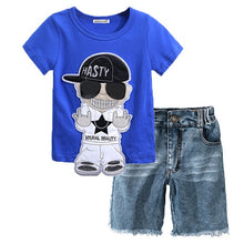 Load image into Gallery viewer, Boys Sport Suits T-shirt Suspender Trousers 2pcs Sets - nevaehshalo