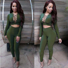Load image into Gallery viewer, Women 2 pieces long sleeve Sexy Tops And Pants Sets - nevaehshalo