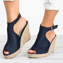 Load image into Gallery viewer, Women Sandals Female Suede Open Toe Cork Wedge Shoes Platform Buckle Strap Fashion Ladies Ankle Strap High Heels Shoes