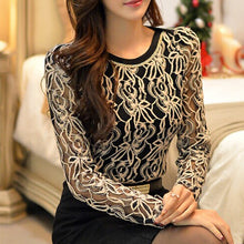Load image into Gallery viewer, Arrival Women Clothing Elegant Vintage Black Lace Chiffon Blouse