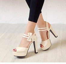 Load image into Gallery viewer, High-heeled Fish Mouth Shoes Bow Sexy Rough With Waterproof Platform Roman Women's Shoes - nevaehshalo