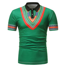 Load image into Gallery viewer, Short Sleeve Top Turn Down Collar Men Casual African Style - nevaehshalo
