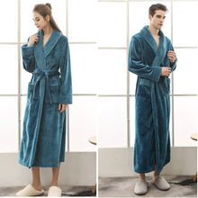Load image into Gallery viewer, Lovers Plus Size Flannel Robe Extra Long Warm Bathrobe Men & Women - nevaehshalo
