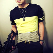 Load image into Gallery viewer, Men's T Shirt Casual Patchwork Short Sleeve Men T-Shirt Mens Clothing Casual Slim Fit Hip-Hop Top Tees 5XL - nevaehshalo