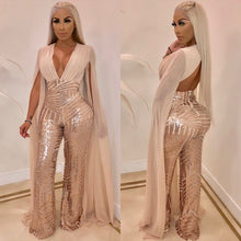 Load image into Gallery viewer, Sexy Sequin Evening Fashion Suit Long Solid Color Jumpsuit