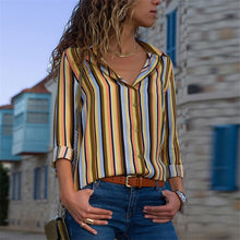 Load image into Gallery viewer, Women Blouses Fashion Long Sleeve Turn Down Collar Office Shirt Chiffon Blouse Shirt Casual Tops