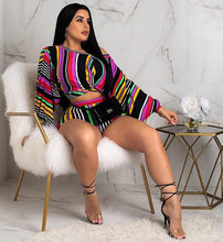 Load image into Gallery viewer, Plus Size 2 Two Piece Set Puff Sleeve Loose Crop Top and Biker Shorts