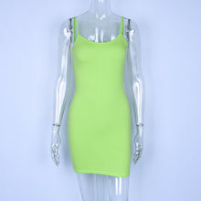 Load image into Gallery viewer, Women's Cotton spaghetti straps slash neck high waist sexy dresses