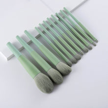 Load image into Gallery viewer, 11pcs Natural Hair Green Makeup Brushes Foundation Powder Eyeshadow Eyebrow Brush Set Cosmetic Tools - nevaehshalo