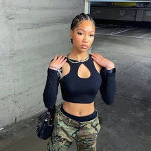 Load image into Gallery viewer, Women's Summer New Exposed Hollow Out Long Sleeve Slim Fit Top