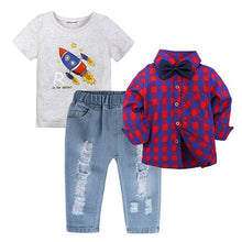 Load image into Gallery viewer, 4Pcs Boys Clothes Sets Summer Children Clothing Baby Boy Sport Suit T-shirt+Jeans Costume For Kids - nevaehshalo