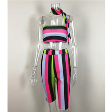 Load image into Gallery viewer, Striped Sexy Two Piece Set Top and Pants (including Headscarf ) - nevaehshalo
