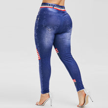 Load image into Gallery viewer, Women High Waist long Pants Plus Size 3D Jean Print American Flag Leggings Casual Pant Legging Athletic - nevaehshalo