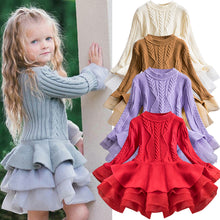 Load image into Gallery viewer, Winter Knitted Chiffon Girl Dress Christmas Party Long Sleeve Children Clothes Kids Dresses For Girls New Year Clothing - nevaehshalo