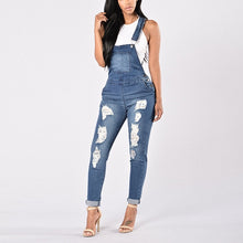 Load image into Gallery viewer, Women Overalls Cool Denim Jumpsuit Ripped Holes